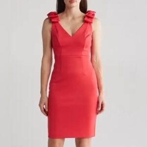 Eliza J Women’s Red Midi Dress with Bow Straps Size 8